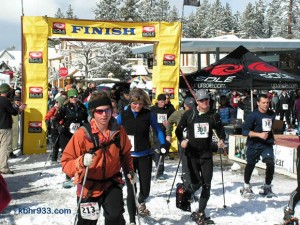 With fresh snow and sunny skies, the 10K gets underway in the Village.
