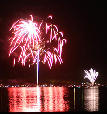 Fireworks over Big Bear Lake