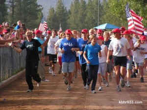 Hall and his family and friends lap the BBMS track while being cheered on by the Big Bear community on August 4