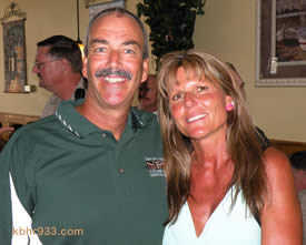 Longtime Big Bear residents Dave and Diane Bradley (here at a lunch in celebration of Dave at Maggio's today) are, 19 years later, staying on the mountain, though Dave will now oversee CHP operations in the Needles area.