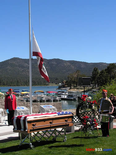 This morning's lakeside Memorial Day ceremony was hosted by the Big Bear Valley Marine Corps League Detachment 1038 (including Steve Schindler and Jerry Kinney, pictured) and the American Legion Post 584.