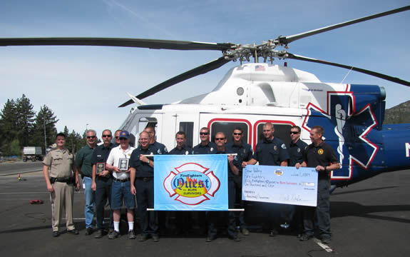The Firefighters Quest team was greeted by the CHP, the Big Bear City Fire Department, and Mark Durban on behalf of the Bear Valley Firemen's Association on Monday morning.
