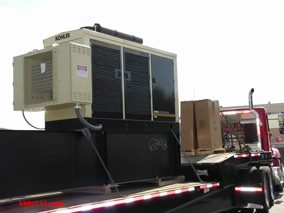 The airport's new generator, being installed today, will keep runway lights and the fueling station in operation should there be an emergency.