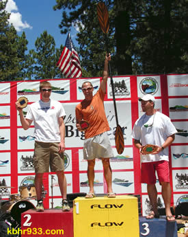 How fast can you paddle? Fast, if on the podium for Sunday's 10K! From left, Ted Devito paddled 10K in 50 minutes, Slater Fletcher did it in 47 minutes, and Danny Hough, new to the event, surprised with his 3rd place finish in 52 minutes.