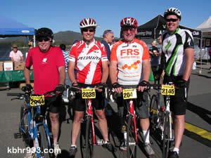 Local cyclists Jim Miller, Ken Dally, Garry Dokter and Craig Smith, following the bike tour around Big Bear Lake.