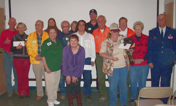 Happy recipients of the Big Bear Lake Antique Car Club's annual distribution of Fun Run proceeds. (Photo courtesy BBLACC)