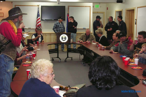 Firefighting agencies, law enforcement personnel, government officials and volunteers came together for cake in the EOC's first floor conference room, following the dedication ceremony on Thursday afternoon.