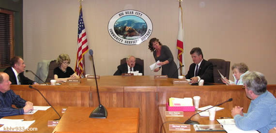 CSD Board members voted for president via secret ballot which, as of Tuesday morning, was deemed illegal; a new (and open) vote will take place at CSD's next meeting. In photo (from left): Solid Waste Superintendent Mark Motherspaw, Director Rick Ollila, Director Barbara Beck, outgoing President John Day, Board Secretary Mary Reeves, Director Jeff Newsome, outgoing VP Marge McDonald, and General Manager Mike Mayer.