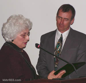 As, at Council's last meeting in December, Liz Harris was elected mayor, at this week's meeting she presented outgoing Mayor Rick Herrick with a plaque. "This is a surprise," he said. "Thank you very much. I'm glad you're mayor." For more on the January 11 Council meeting, see our January 12 posting.